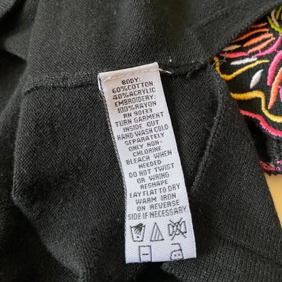 Bob Mackie Wearable Art long sleeve shirt embroidered flowers bright colors S - Picture 6 of 8